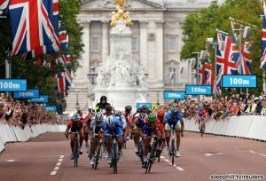 Cavendish of Britain cycles to win the London-Surrey Cycle Classic road race, a test event for the London 2012 Olympic Games